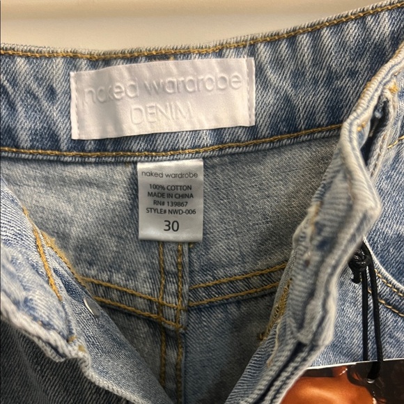 Naked Wardrobe Blue Distressed Jean Shorts - Picture 2 of 7